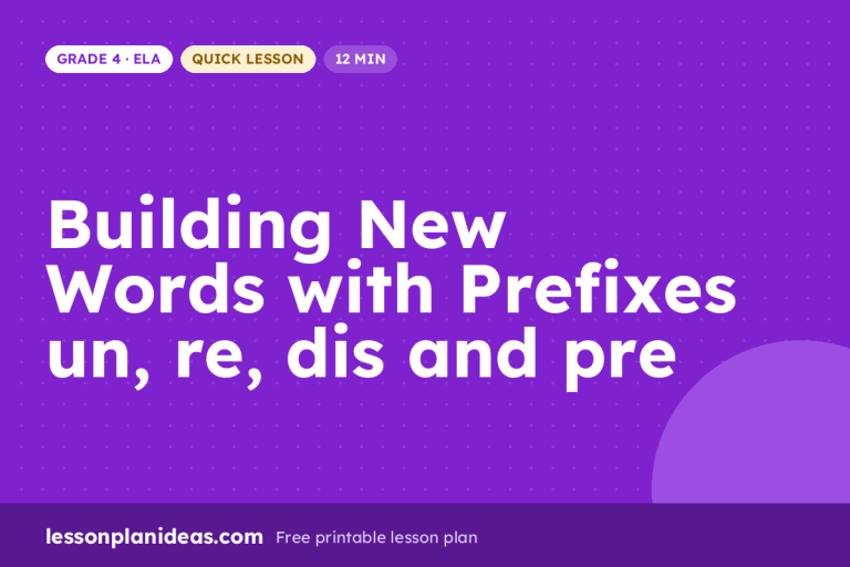 Building New Words with Prefixes un, re, dis and pre – Grade 4 ELA lesson plan