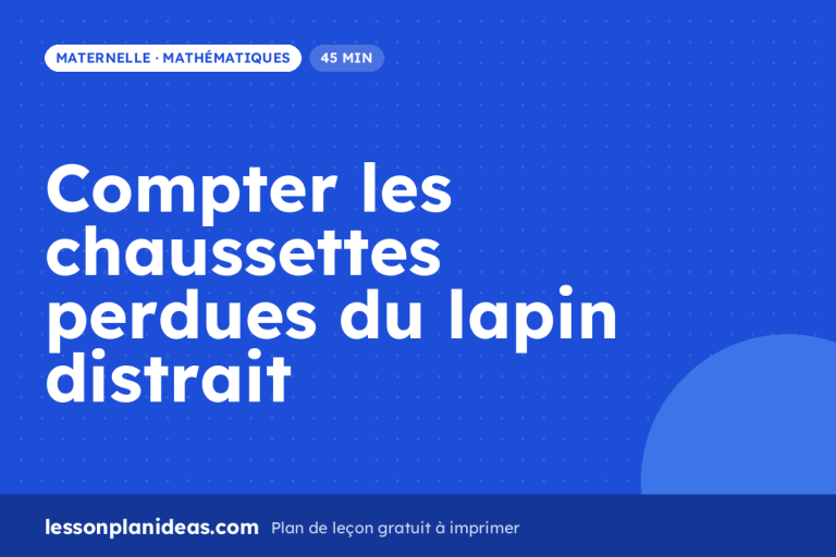 Compter les chaussettes perdues du lapin distrait – plan de leçon, Mathématiques, Maternelle