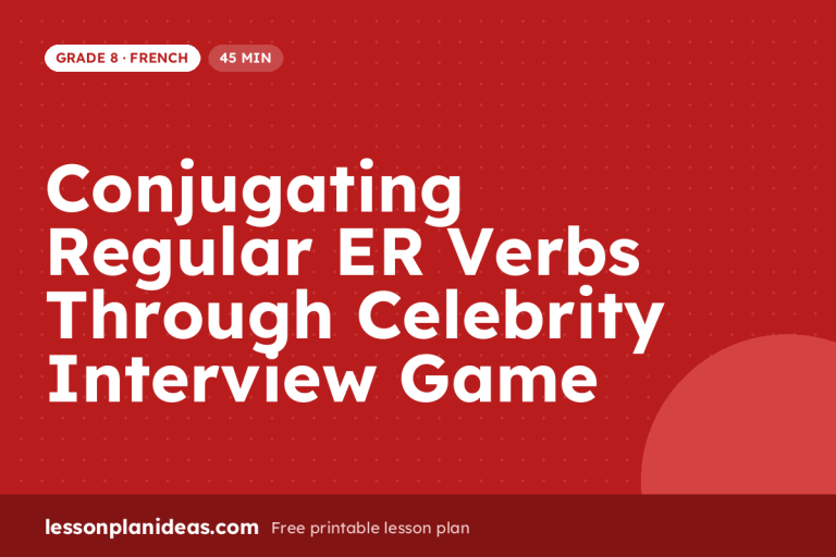 Conjugating Regular ER Verbs Through Celebrity Interview Game – Grade 8 French lesson plan