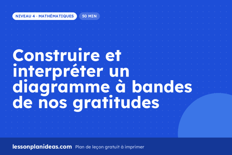 Construire et interpréter un diagramme à bandes de nos gratitudes – plan de leçon, Mathématiques, Niveau 4