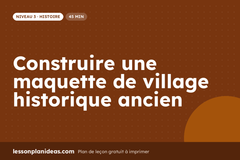 Construire une maquette de village historique ancien – plan de leçon, Histoire, Niveau 3