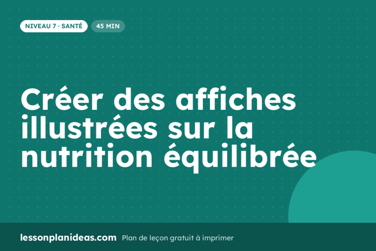 Créer des affiches illustrées sur la nutrition équilibrée – plan de leçon, Santé, Niveau 7