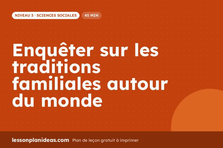 Enquêter sur les traditions familiales autour du monde – plan de leçon, Sciences sociales, Niveau 3