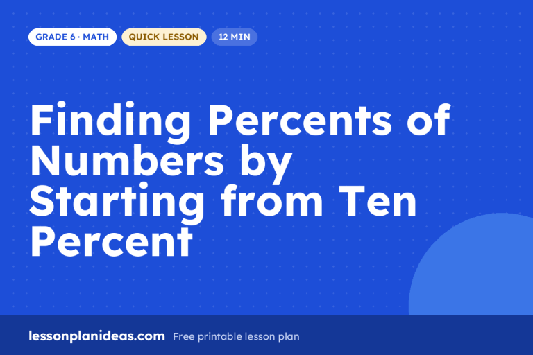 Finding Percents of Numbers by Starting from Ten Percent – Grade 6 Math lesson plan