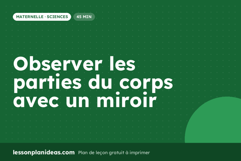 Observer les parties du corps avec un miroir – plan de leçon, Sciences, Maternelle