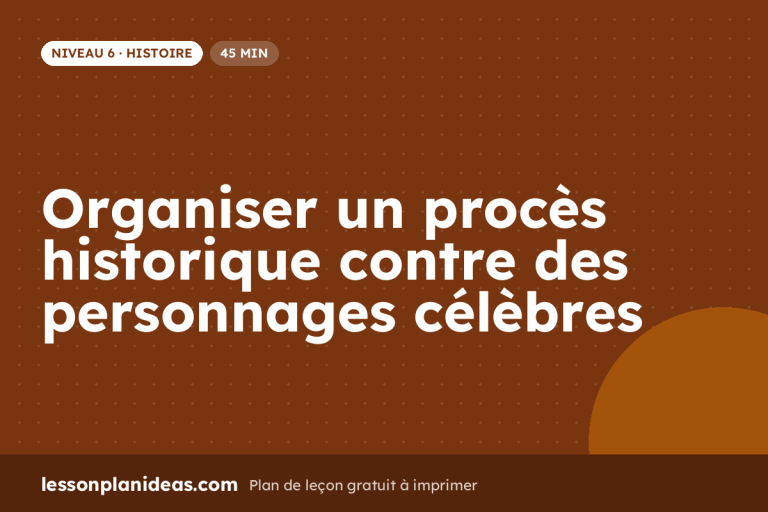 Organiser un procès historique contre des personnages célèbres – plan de leçon, Histoire, Niveau 6