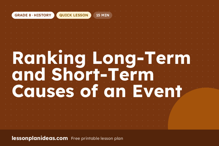 Ranking Long-Term and Short-Term Causes of an Event – Grade 8 History lesson plan