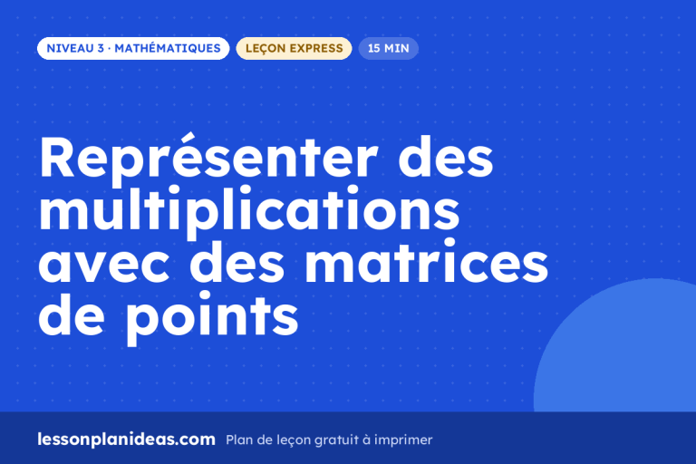 Représenter des multiplications avec des matrices de points – plan de leçon, Mathématiques, Niveau 3