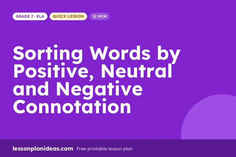 Sorting Words by Positive, Neutral and Negative Connotation – Grade 7 ELA lesson plan