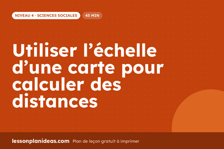 Utiliser l’échelle d’une carte pour calculer des distances – plan de leçon, Sciences sociales, Niveau 4