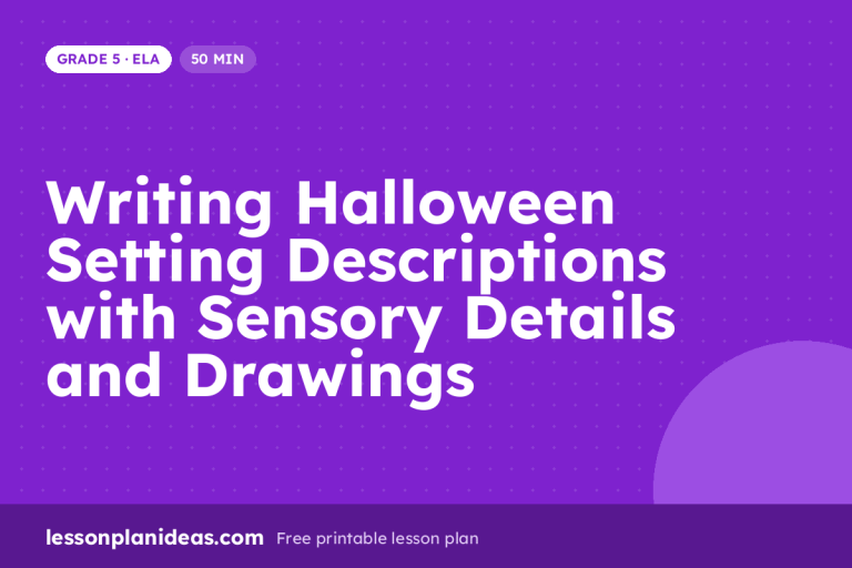 Writing Halloween Setting Descriptions with Sensory Details and Drawings – Grade 5 ELA lesson plan